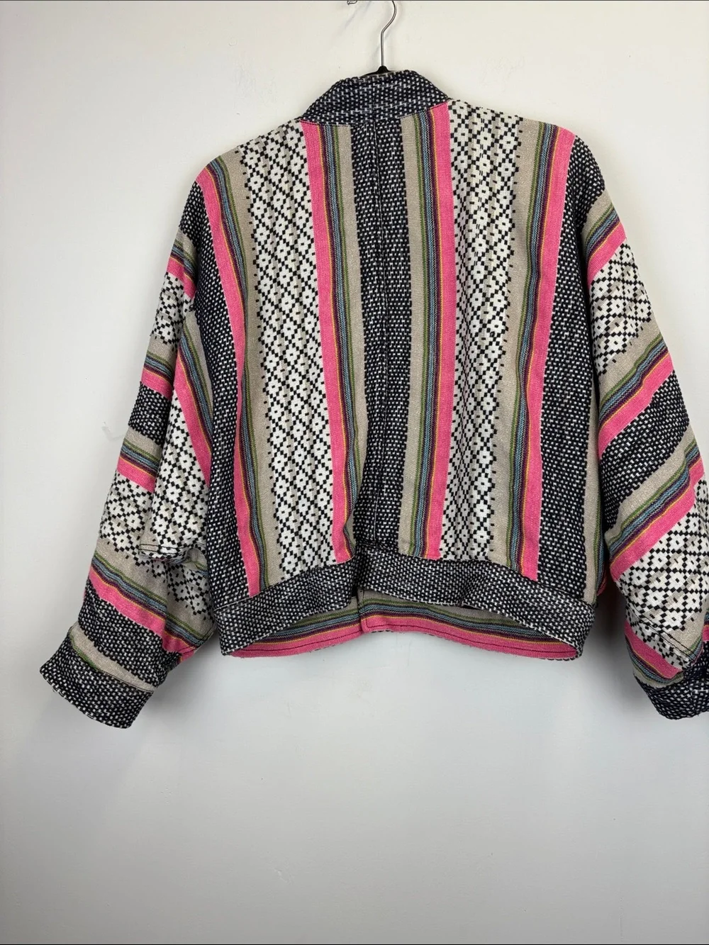 Free People Boho Southwestern Cropped Jacket Cardigan XS Oversized Dolman Sleeve